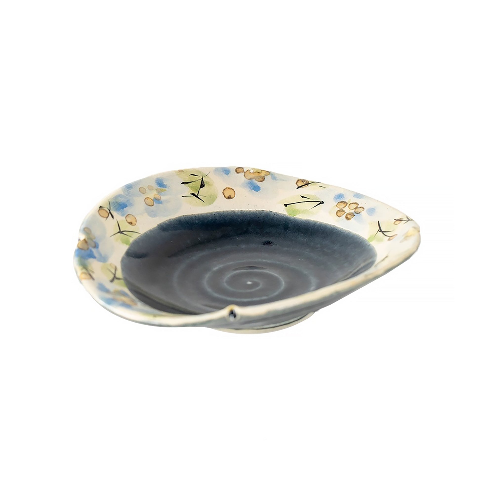 Assiette en céramique Setoyaki avec motifs floraux