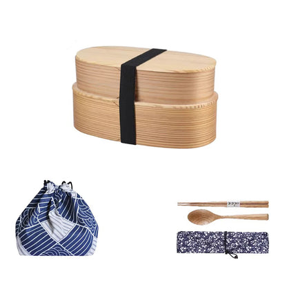 Boîte à bento deux couche artisanale en bois de cèdre style japonais