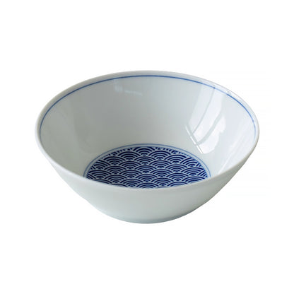 Vaisselle Minoyaki avec motifs Seigaiha et nuages bleus