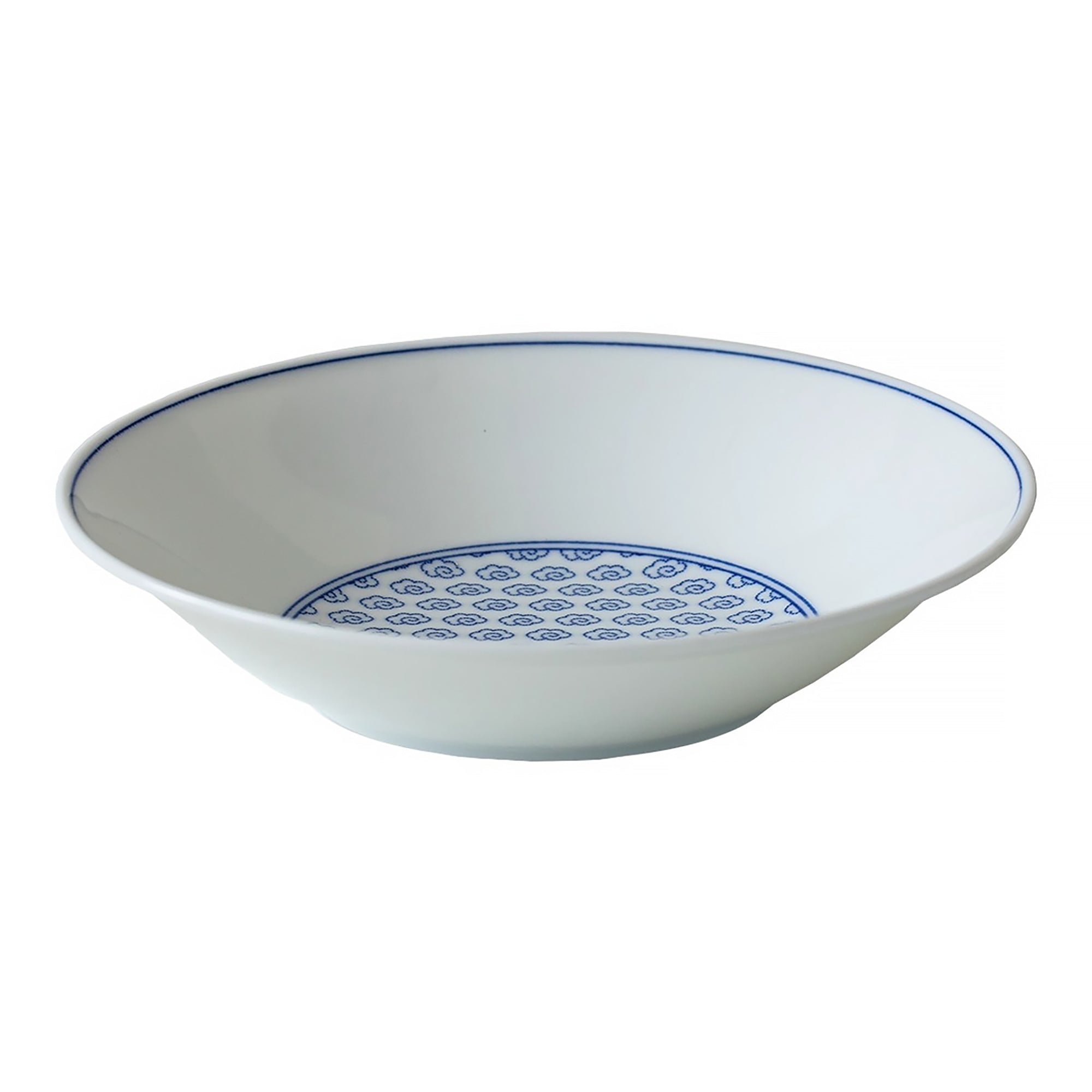 Vaisselle Minoyaki avec motifs Seigaiha et nuages bleus
