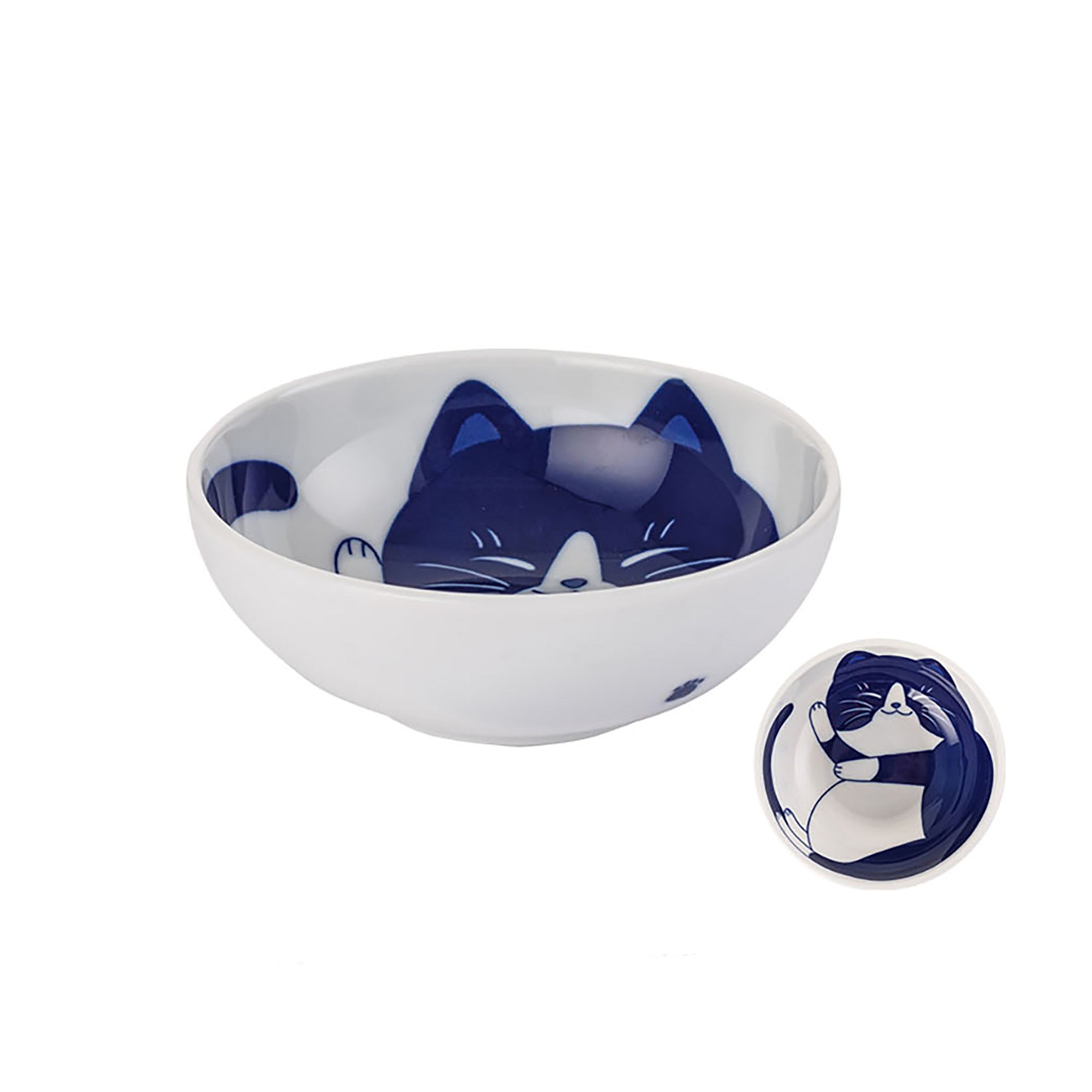 Bol japonais Mino-yaki motif chat