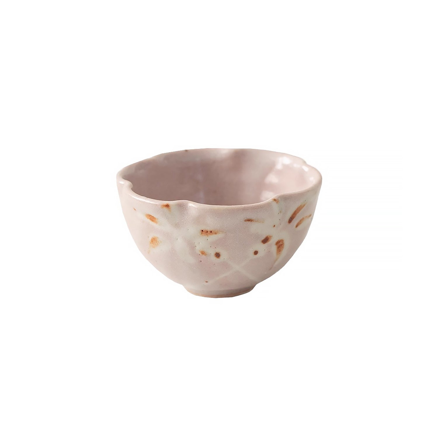 Tasse en forme fleur Shino-yaki avec motifs naturels