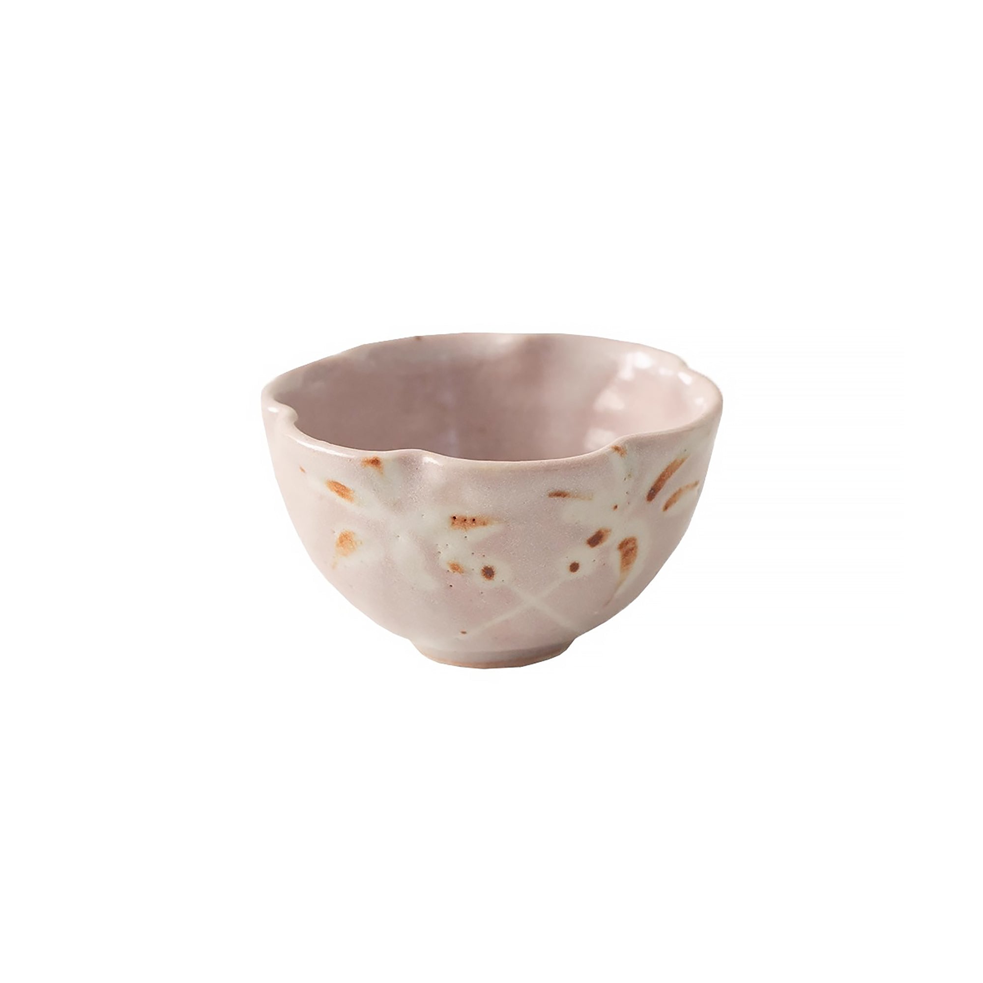 Tasse en forme fleur Shino-yaki avec motifs naturels