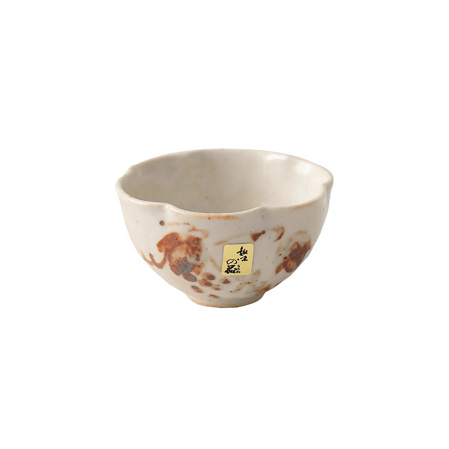 Tasse en forme fleur Shino-yaki avec motifs naturels