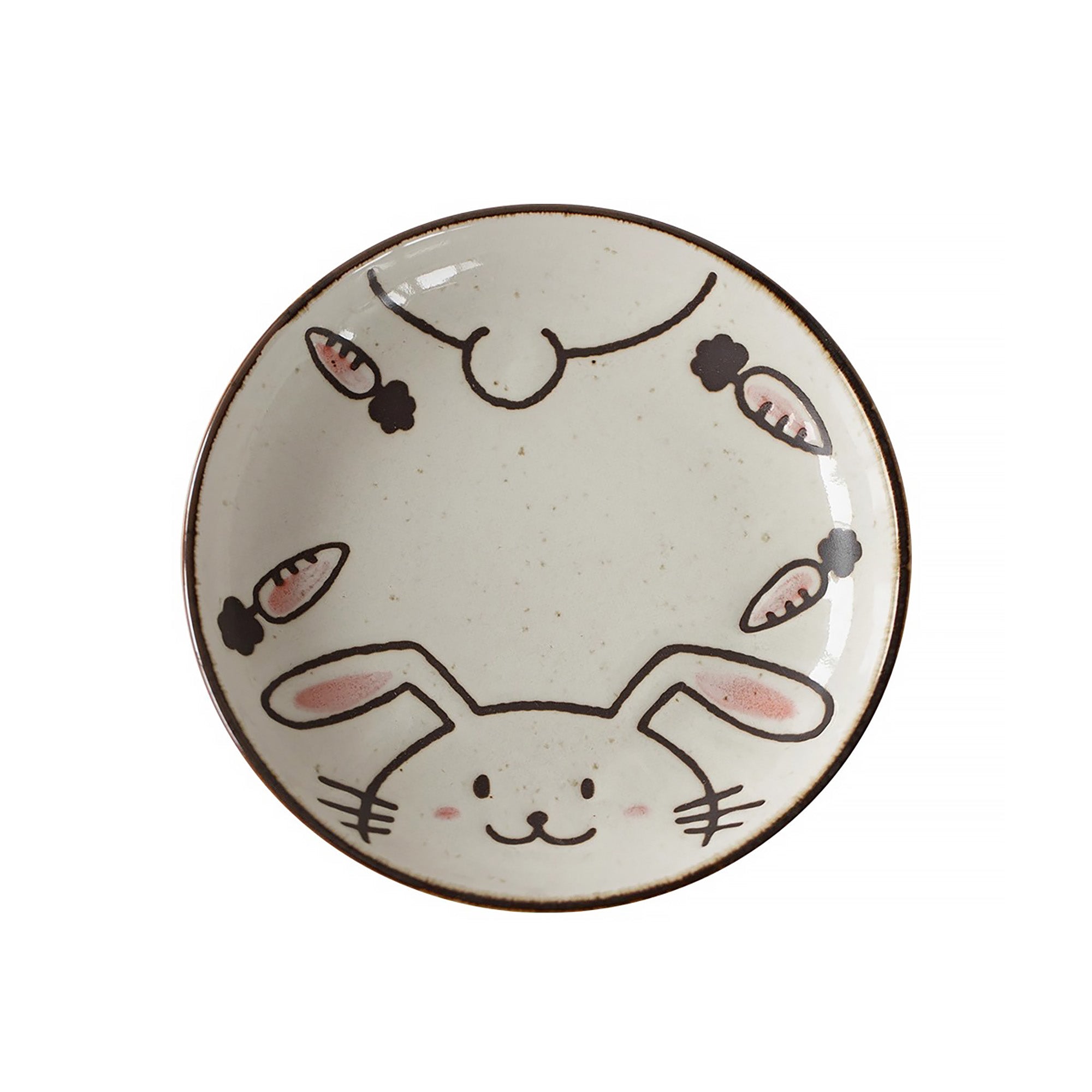 Vaisselle Mino-yaki avec mignon motif chat et lapin