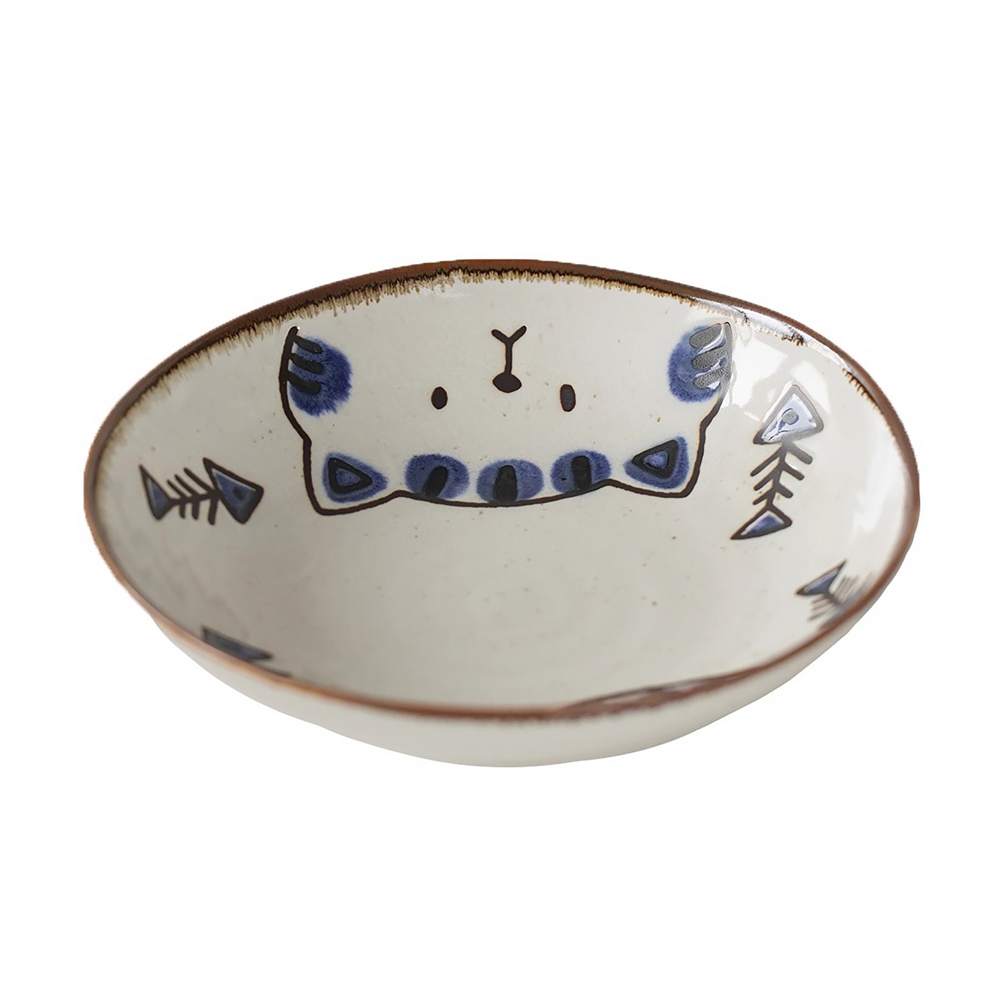Vaisselle Mino-yaki avec mignon motif chat et lapin