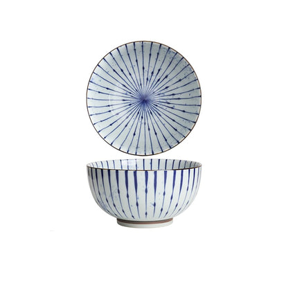 Handmade ceramic bowls with ink blowing pattern