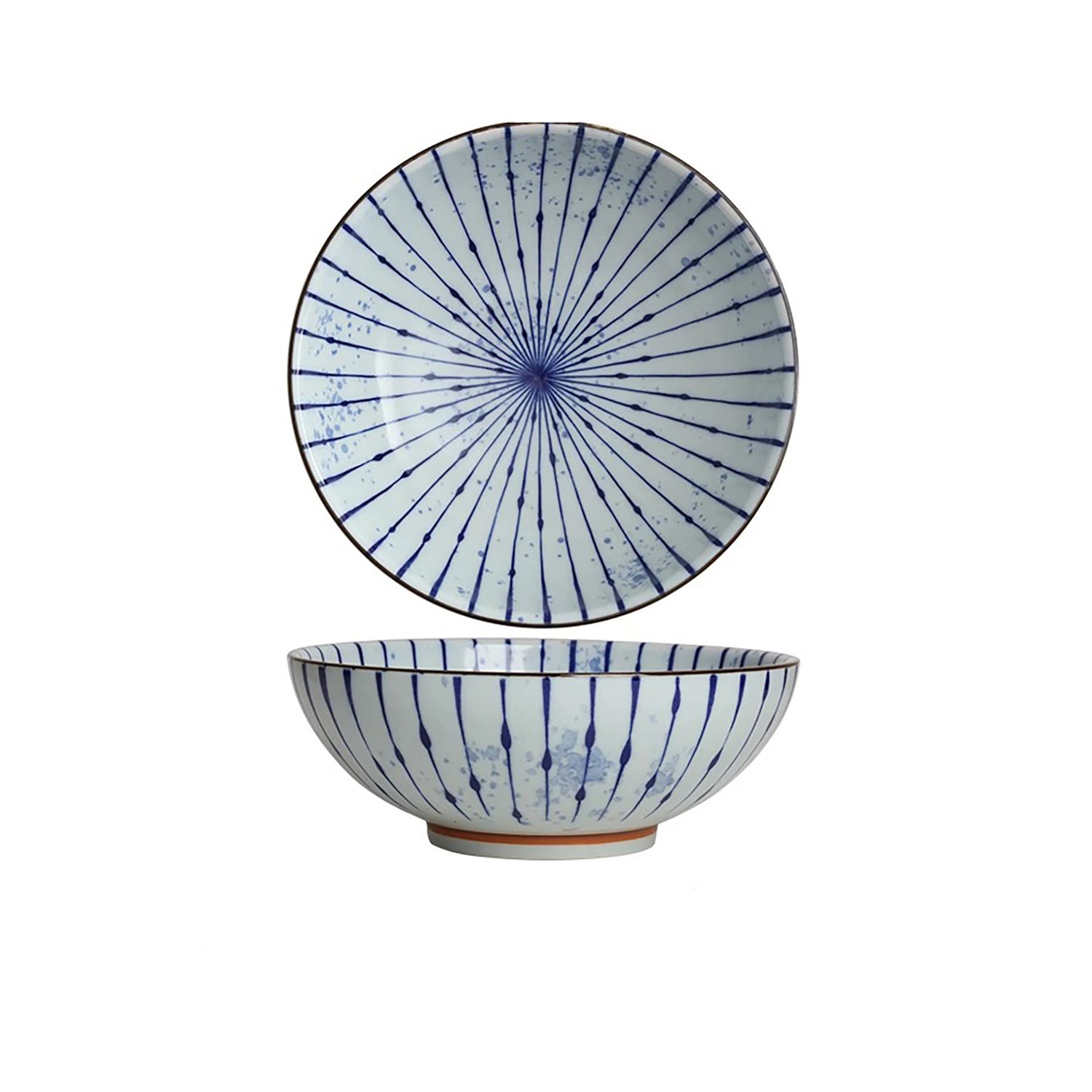 Handmade ceramic bowls with ink blowing pattern