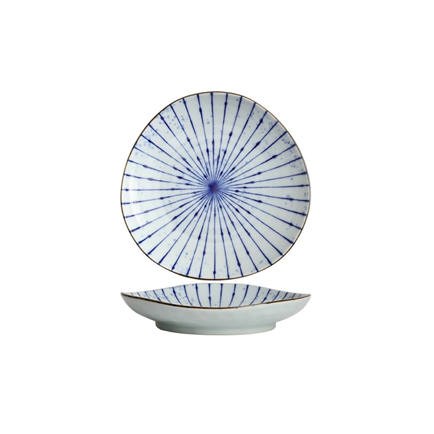Handmade ceramic bowls with ink blowing pattern