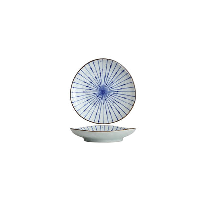 Handmade ceramic bowls with ink blowing pattern