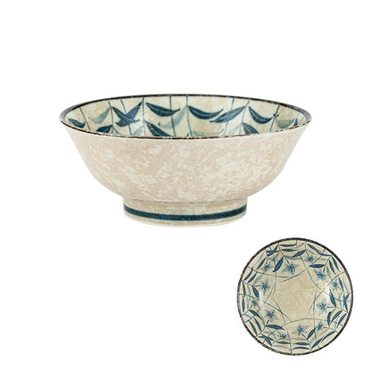 Minoyaki bowl with vintage blue bellflower pattern