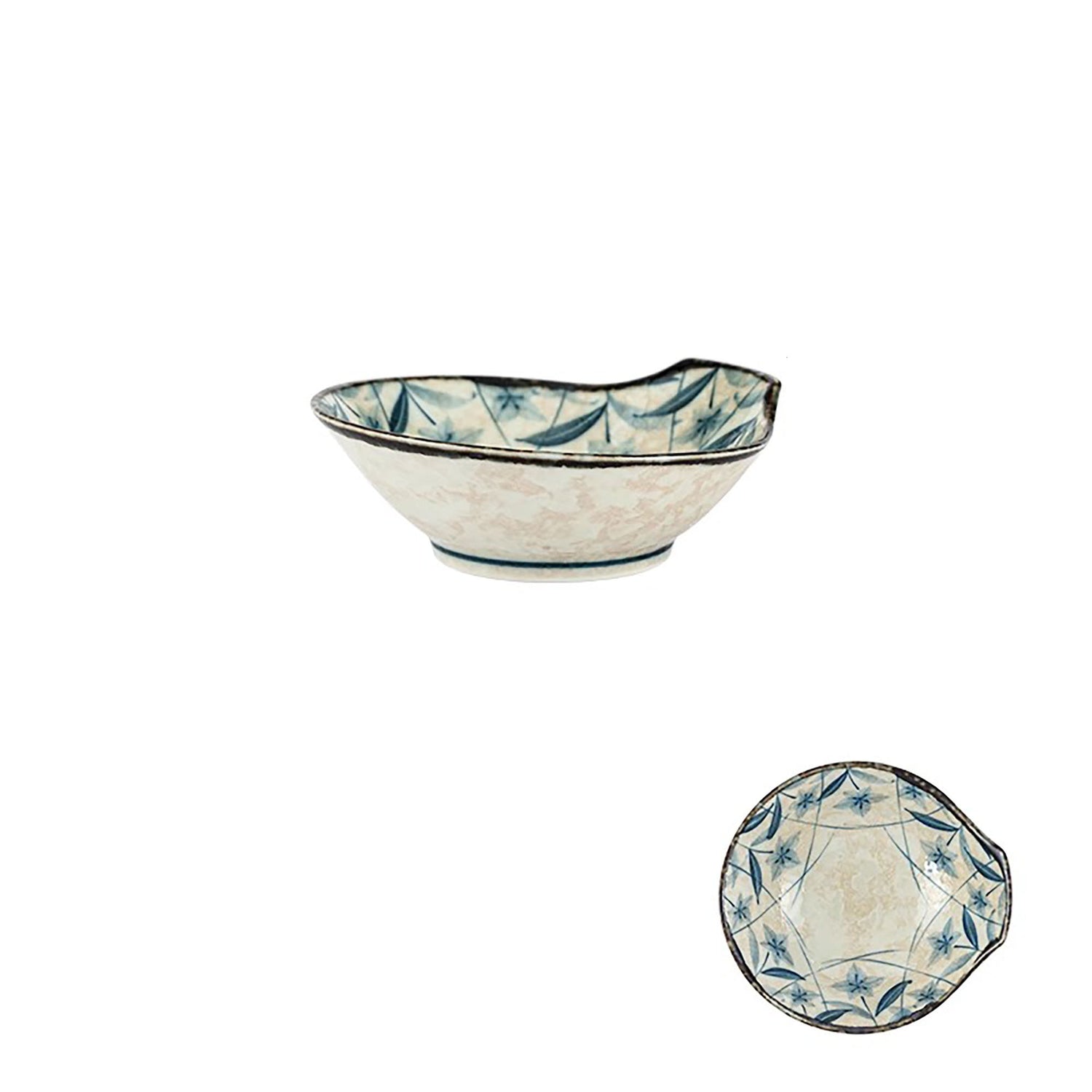 Minoyaki bowl with vintage blue bellflower pattern