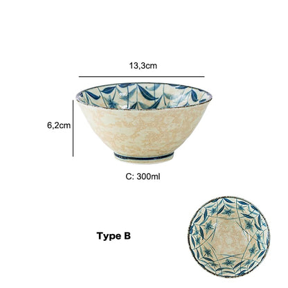 Bol Minoyaki avec motif vintage de campanules bleu