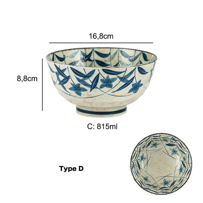 Bol Minoyaki avec motif vintage de campanules bleu