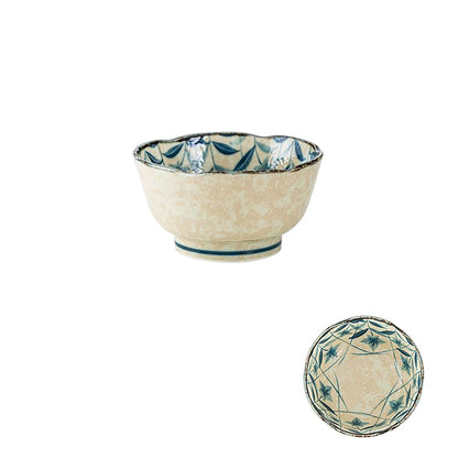 Minoyaki bowl with vintage blue bellflower pattern