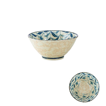 Minoyaki bowl with vintage blue bellflower pattern
