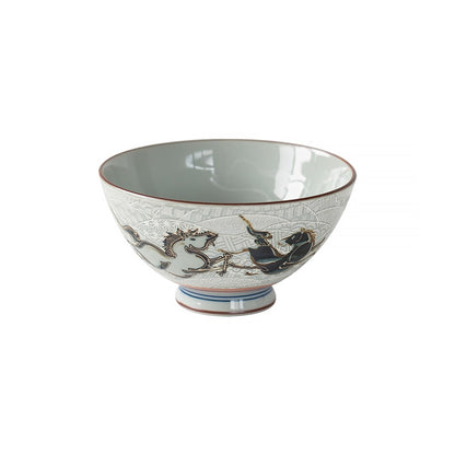 Bol Mino-yaki avec motif bonheur en relief