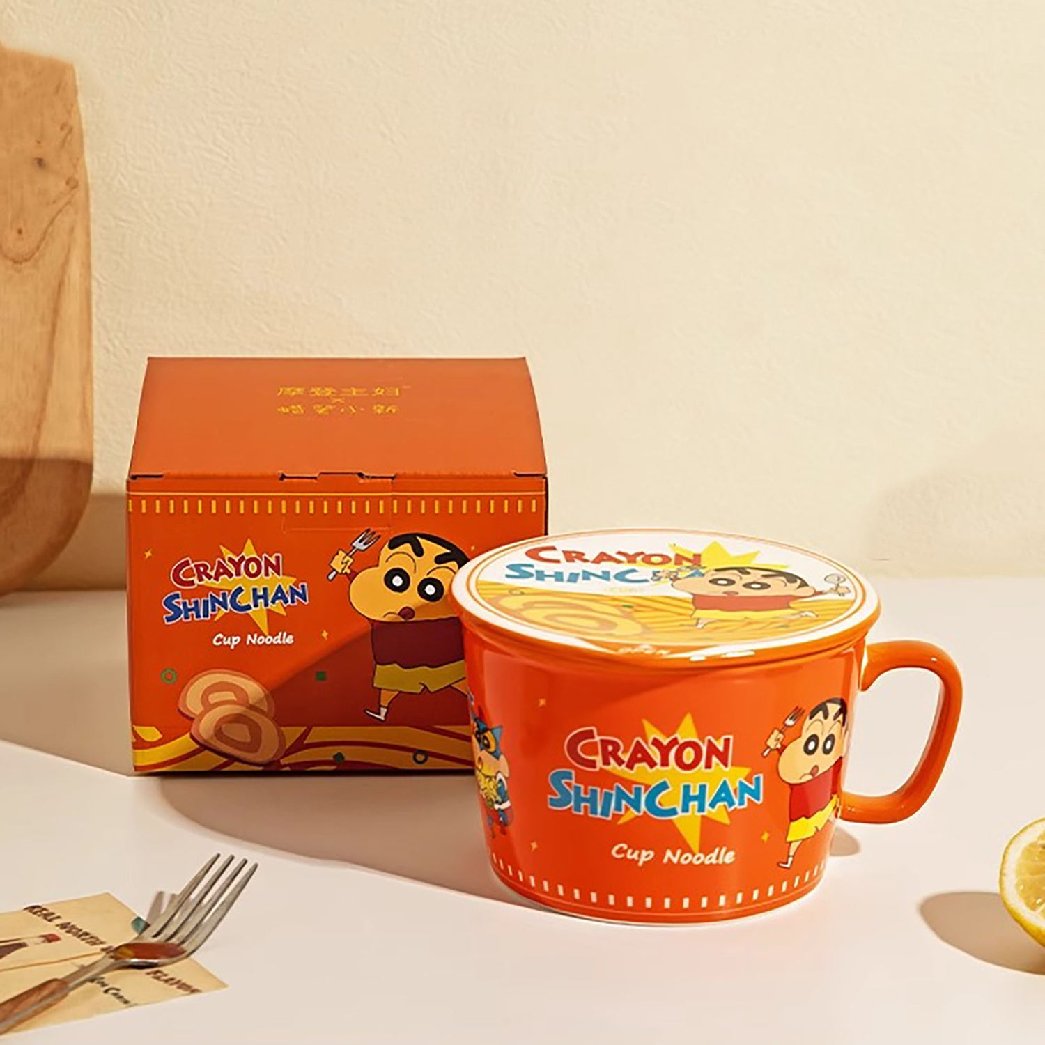 Bol à ramen avec couvercle et motifs Crayon Shin-chan