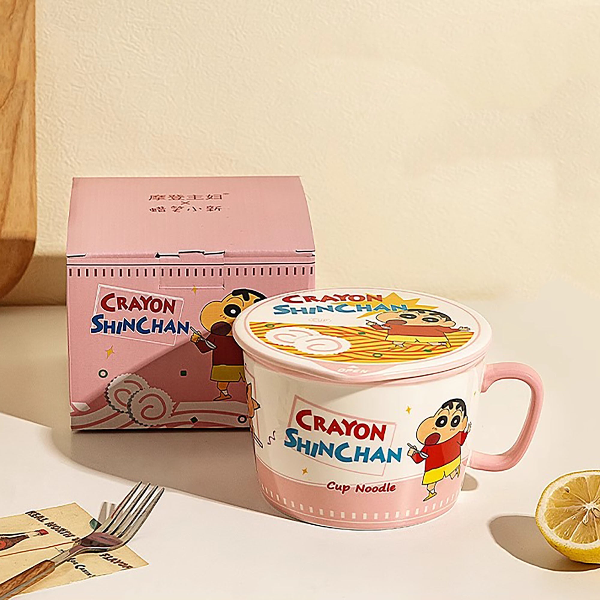 Bol à ramen avec couvercle et motifs Crayon Shin-chan