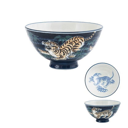 Bol en Céramique Minoyaki avec motif tigre