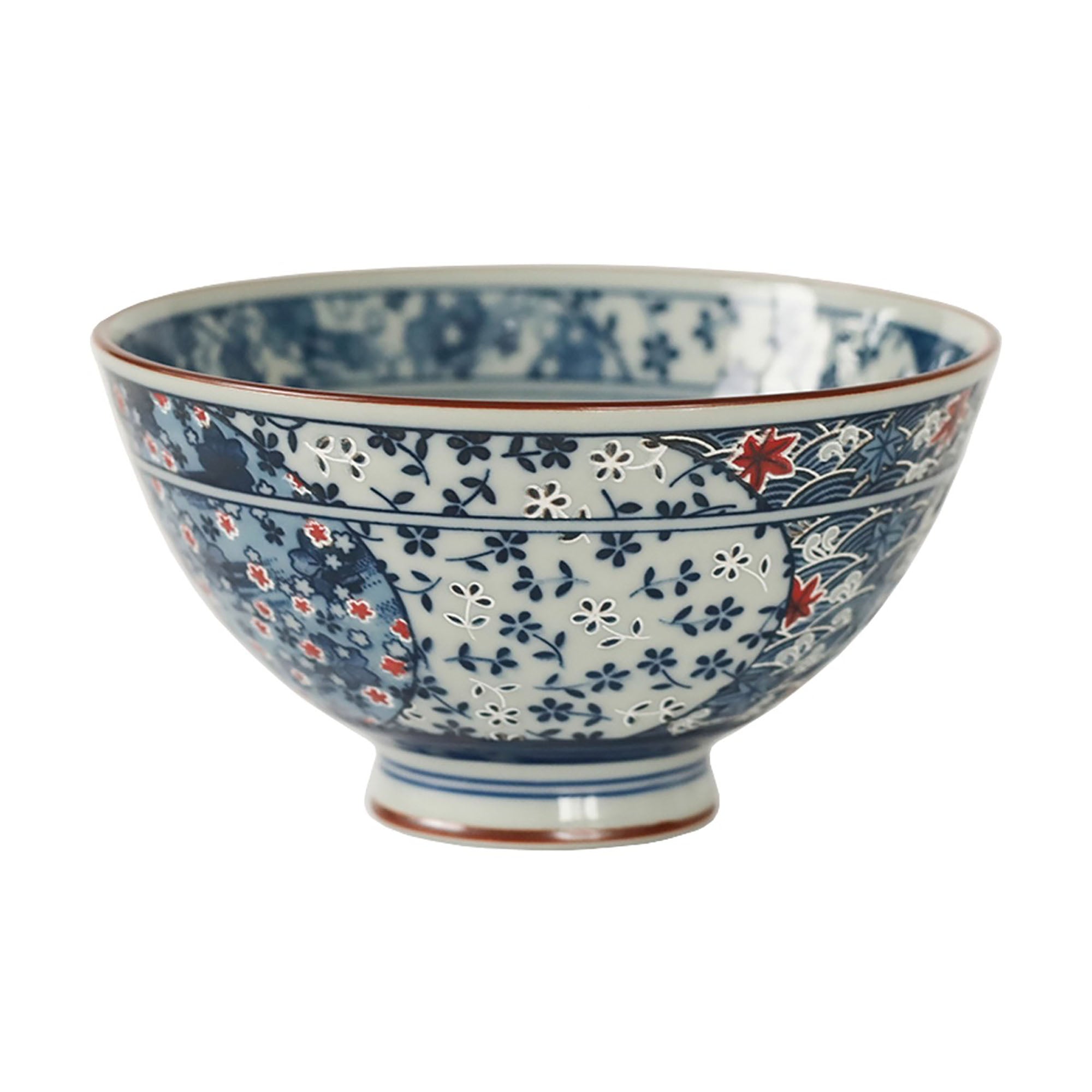 Bol en céramique japonaise Mino-yaki avec motifs sakura &amp; vague