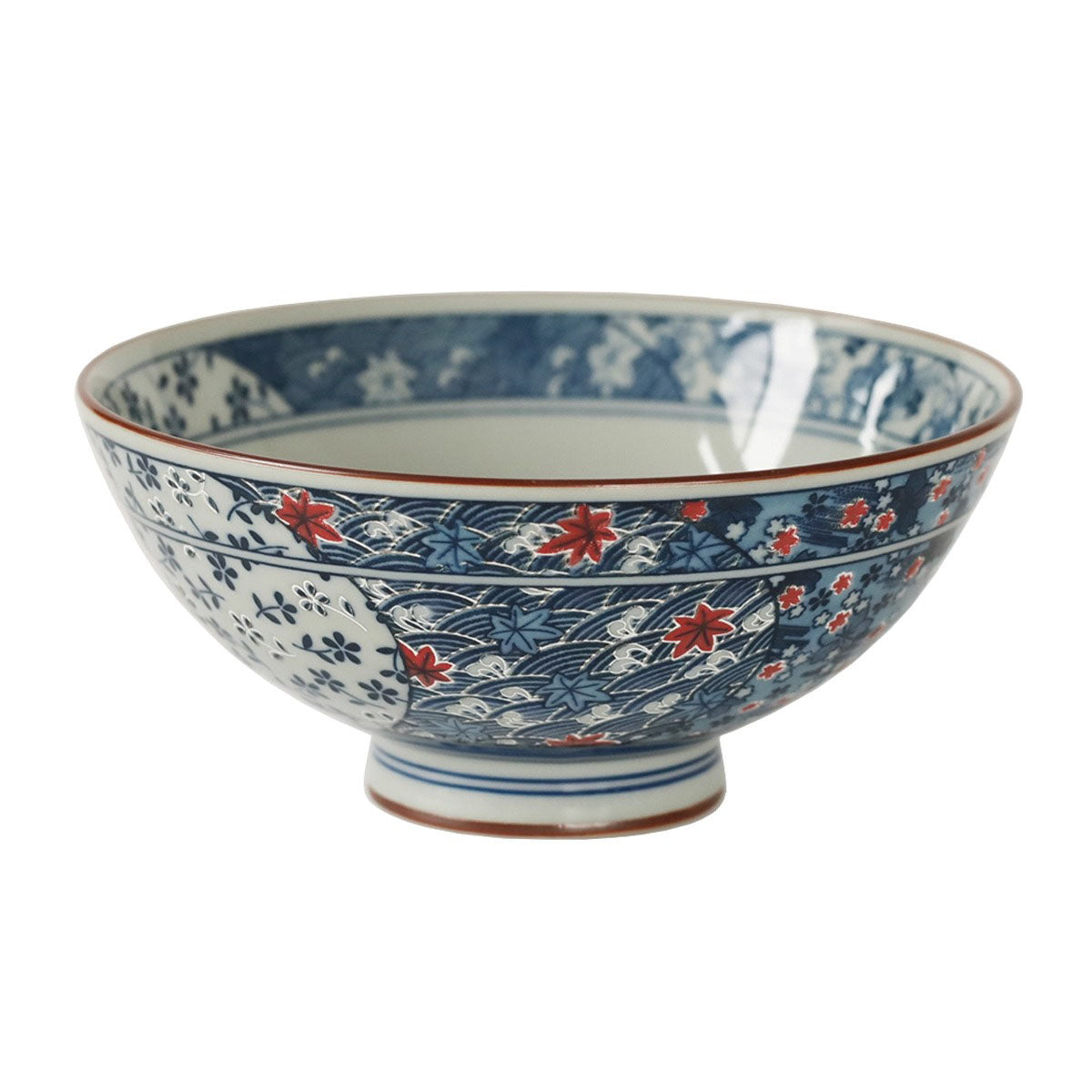 Bol en céramique japonaise Mino-yaki avec motifs sakura &amp; vague