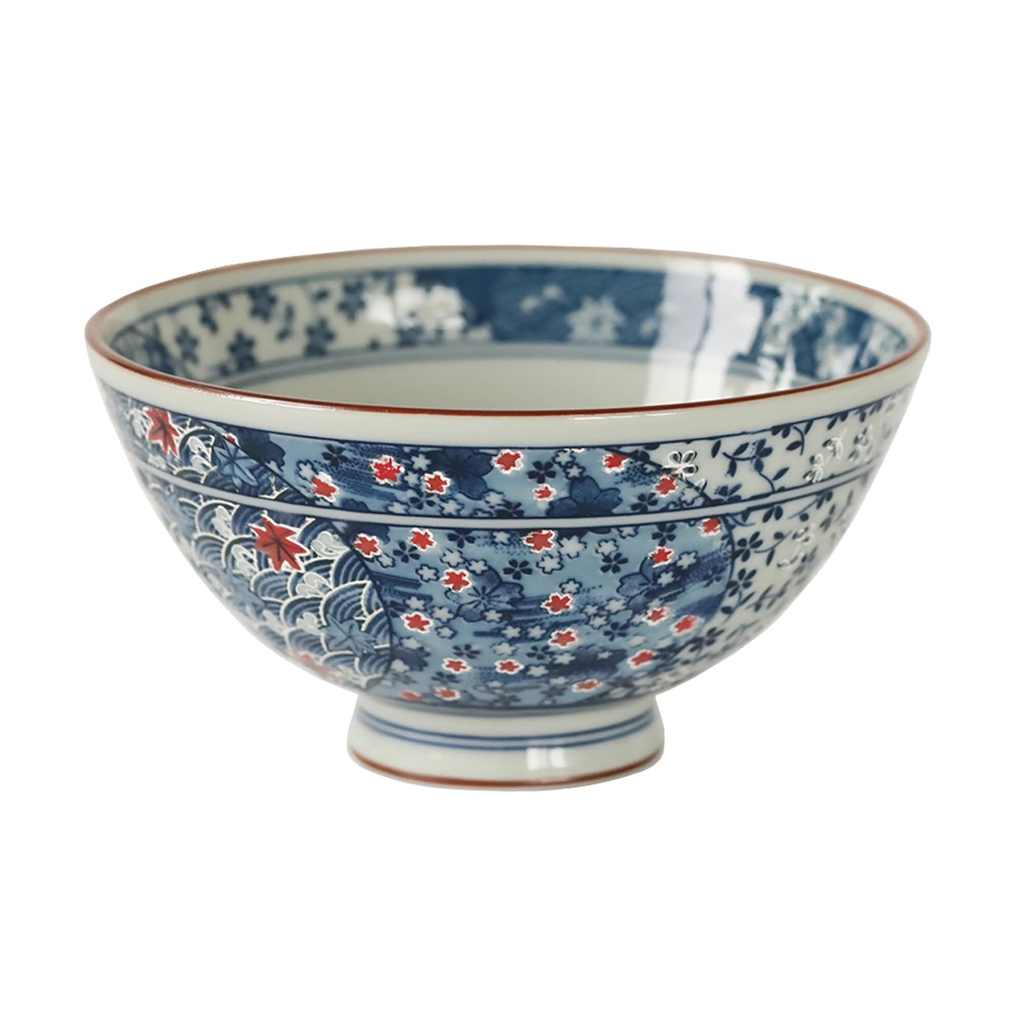 Bol en céramique japonaise Mino-yaki avec motifs sakura &amp; vague