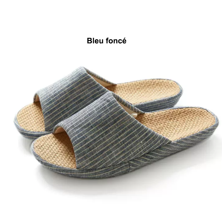 CHAUSSON en COTON et LIN avec semelle en jute