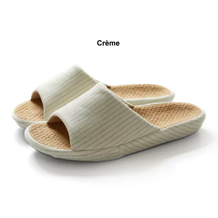CHAUSSON en COTON et LIN avec semelle en jute