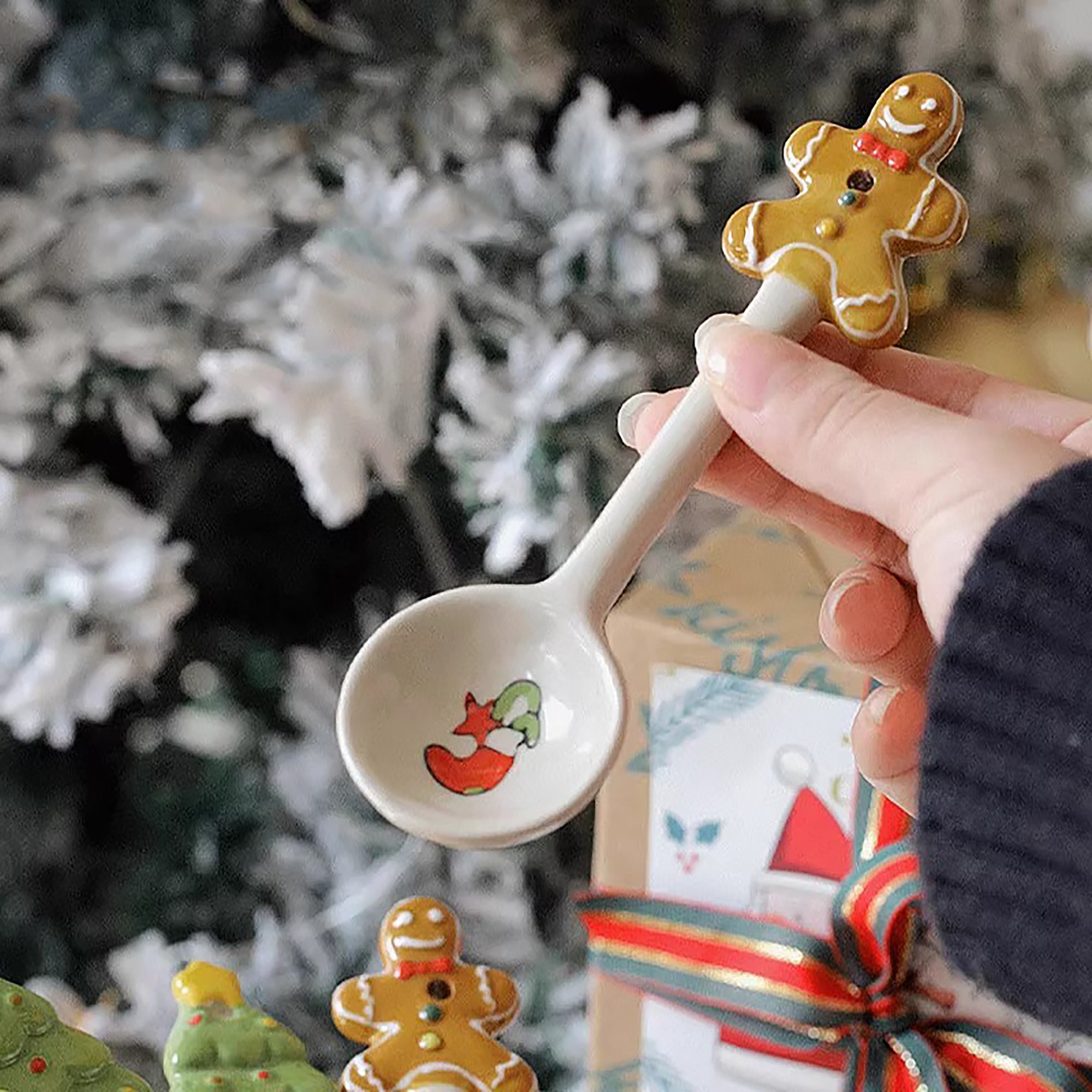 Cuillère en céramique de Noël 