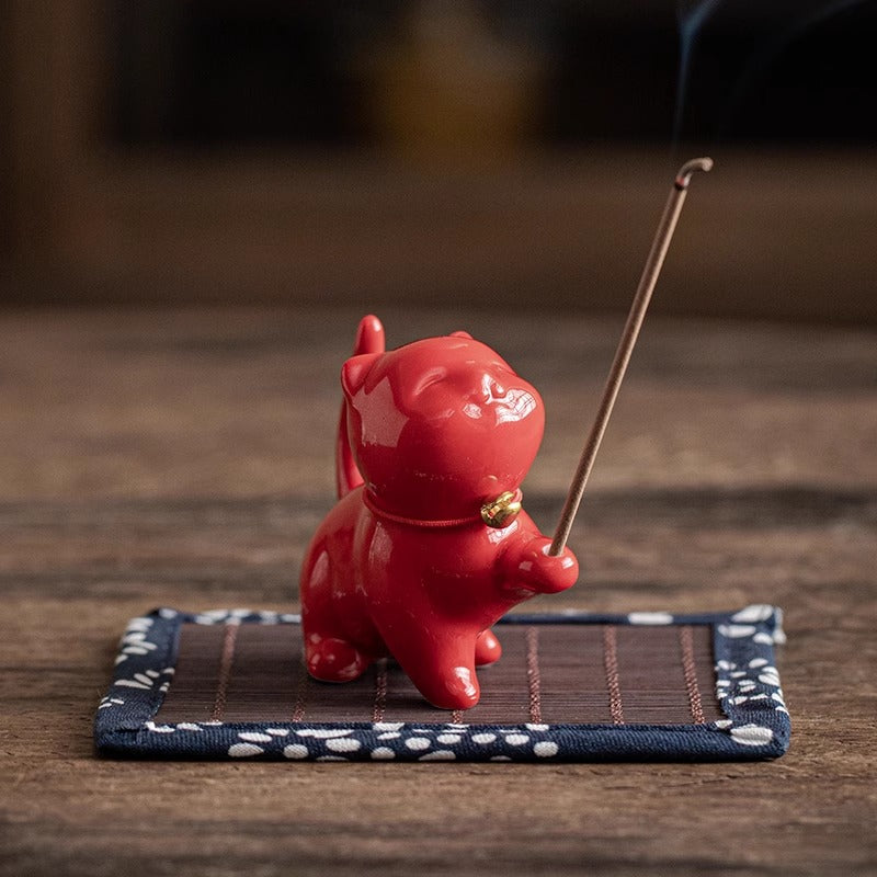 Porte-encens en céramique chaton de Jingdezhen