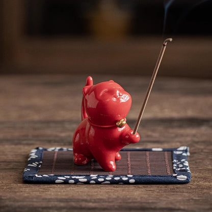 Porte-encens en céramique chaton de Jingdezhen