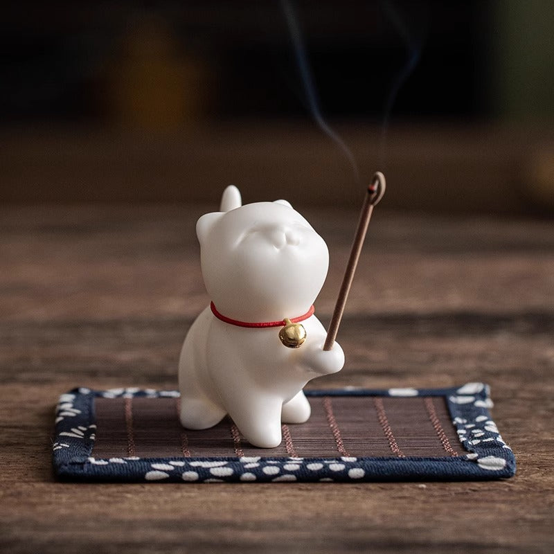 Porte-encens en céramique chaton de Jingdezhen