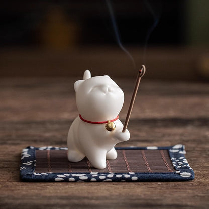 Porte-encens en céramique chaton de Jingdezhen