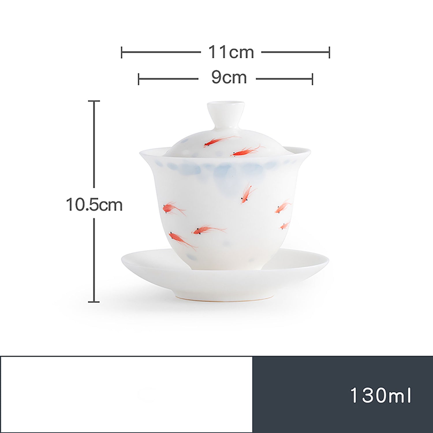 Gai wan en porcelaine de RU avec motif de poisson bonheur