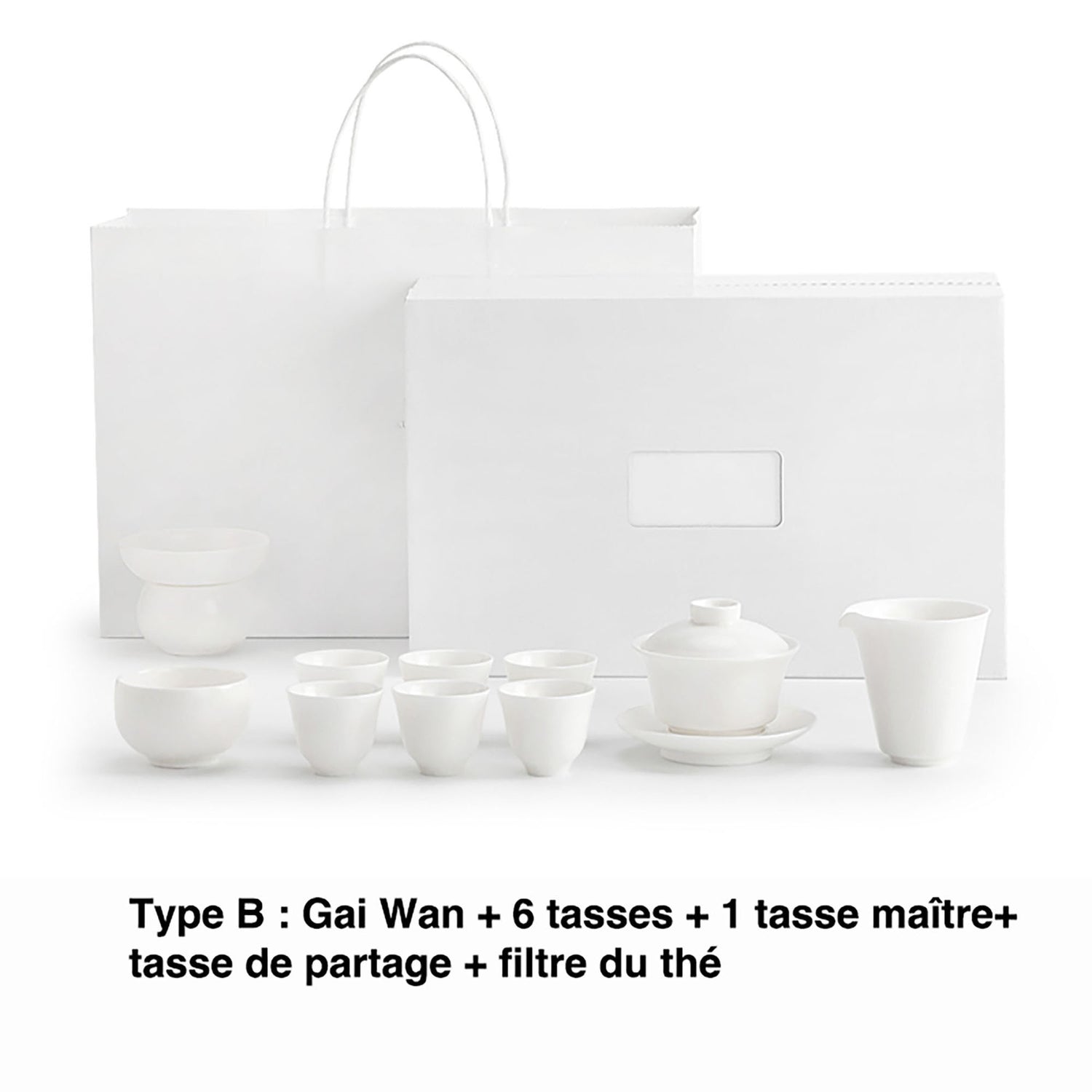 Service à thé gaiwan en blanc céladon Ru