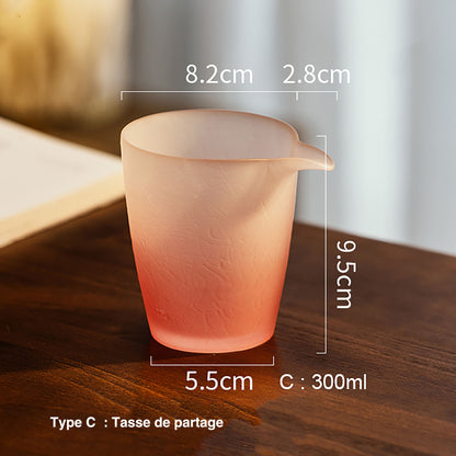 Ensemble de Gai wan en verre dépoli rose