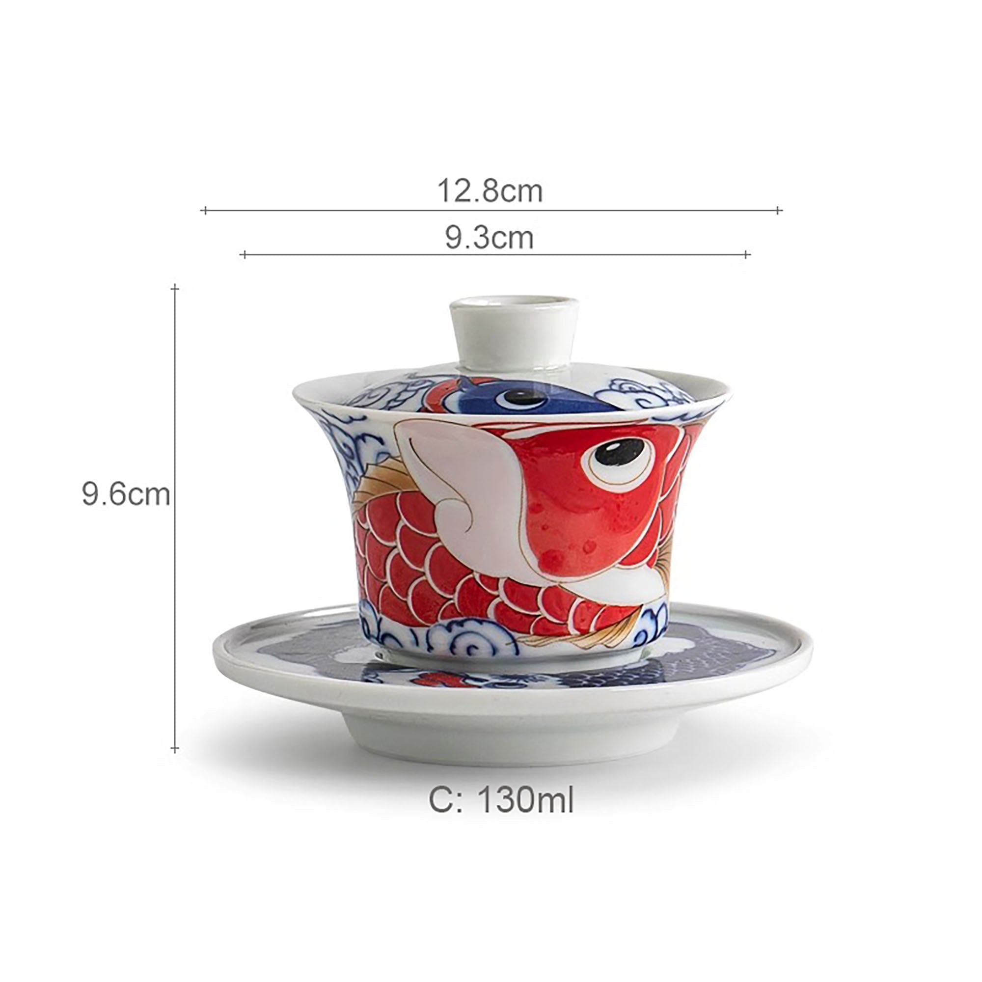 Gaiwan en porcelaine avec Motif bonheur dragon- poisson