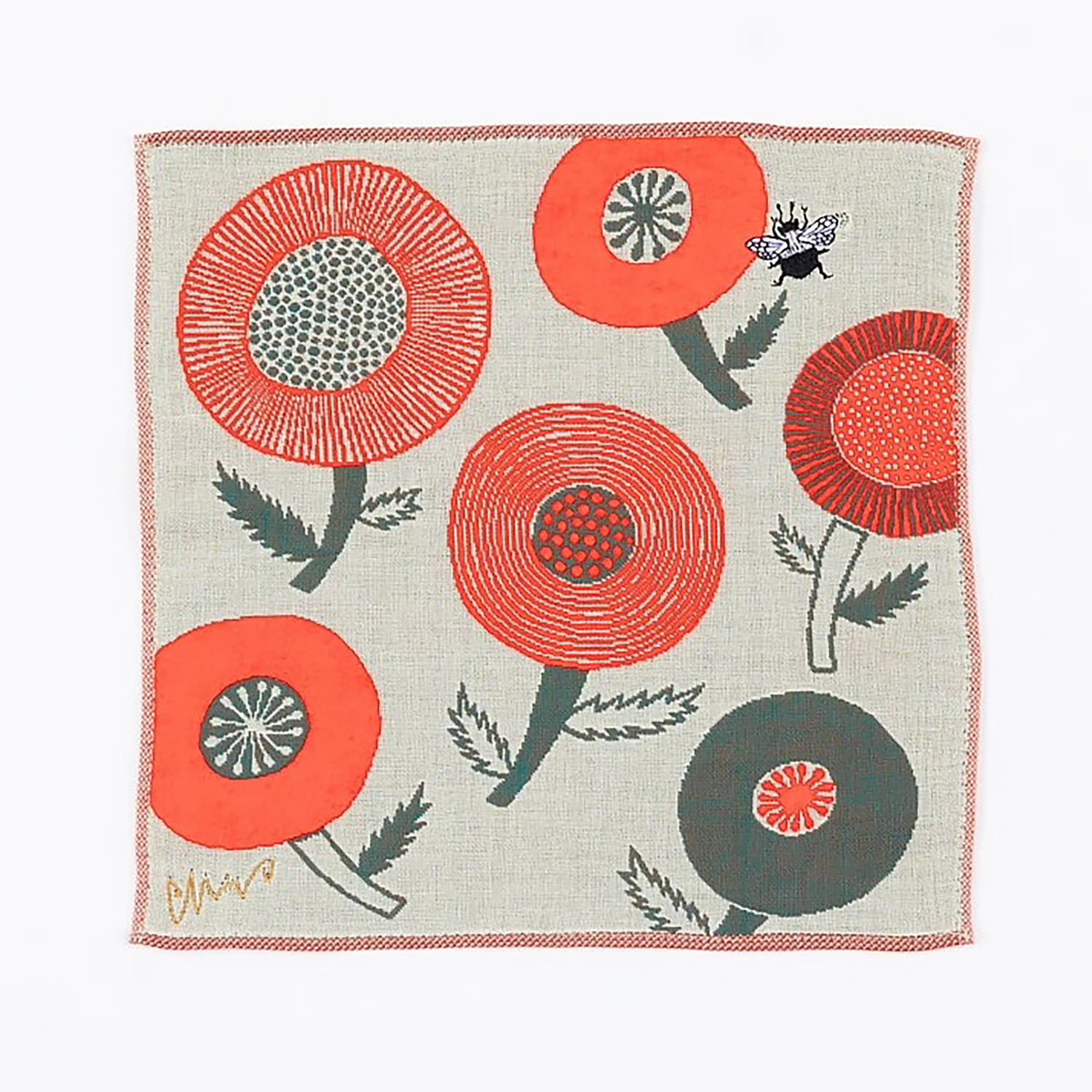 Serviette japonaise brodée en coton
