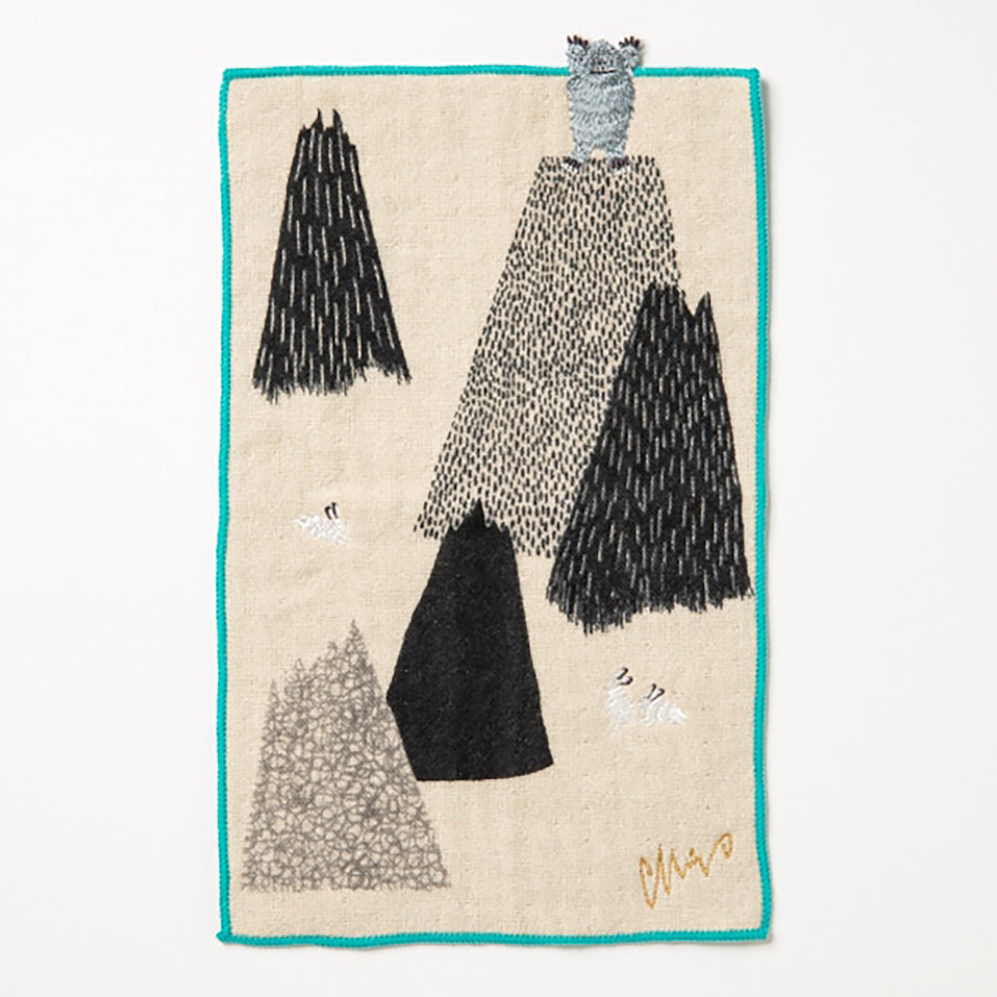 Serviette japonaise en coton brodé