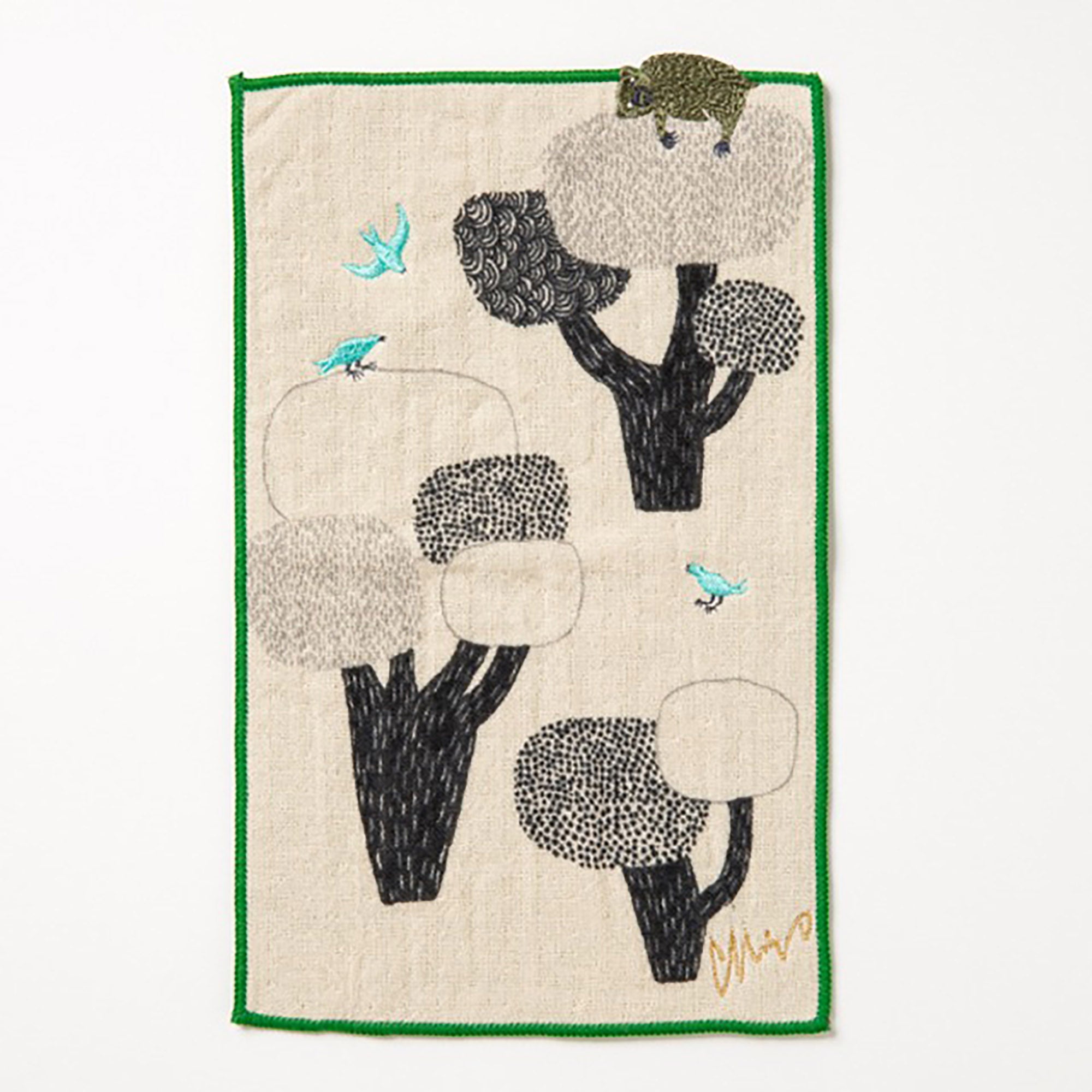Serviette japonaise en coton brodé
