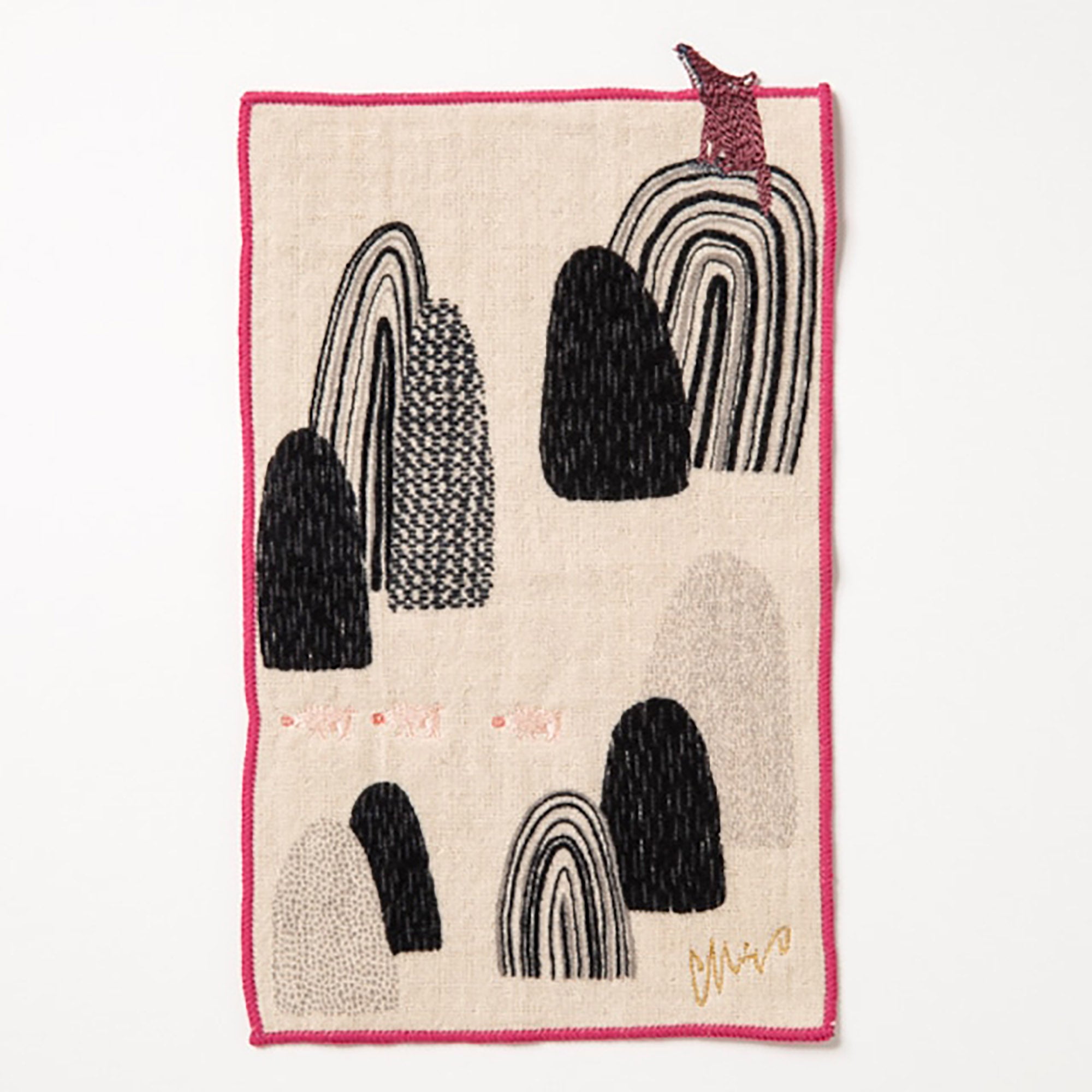 Serviette japonaise en coton brodé