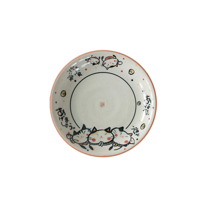 Assiette Minoyaki avec mignon design de chat bonheur