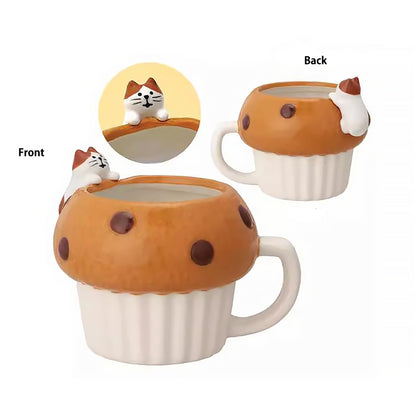 Mug en céramique en forme pain avec chat décoratif