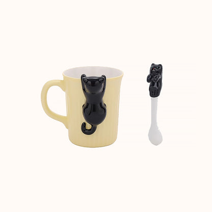 Mug en céramique avec mignon chat en relief