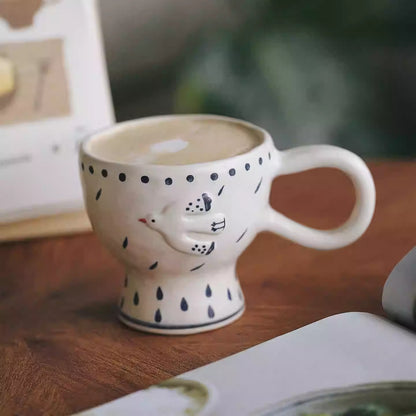 Mug en céramique fait main avec motif en relief mouette