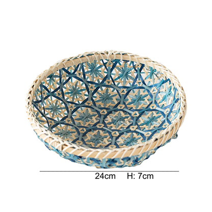 Panier rond en rotin fait main 