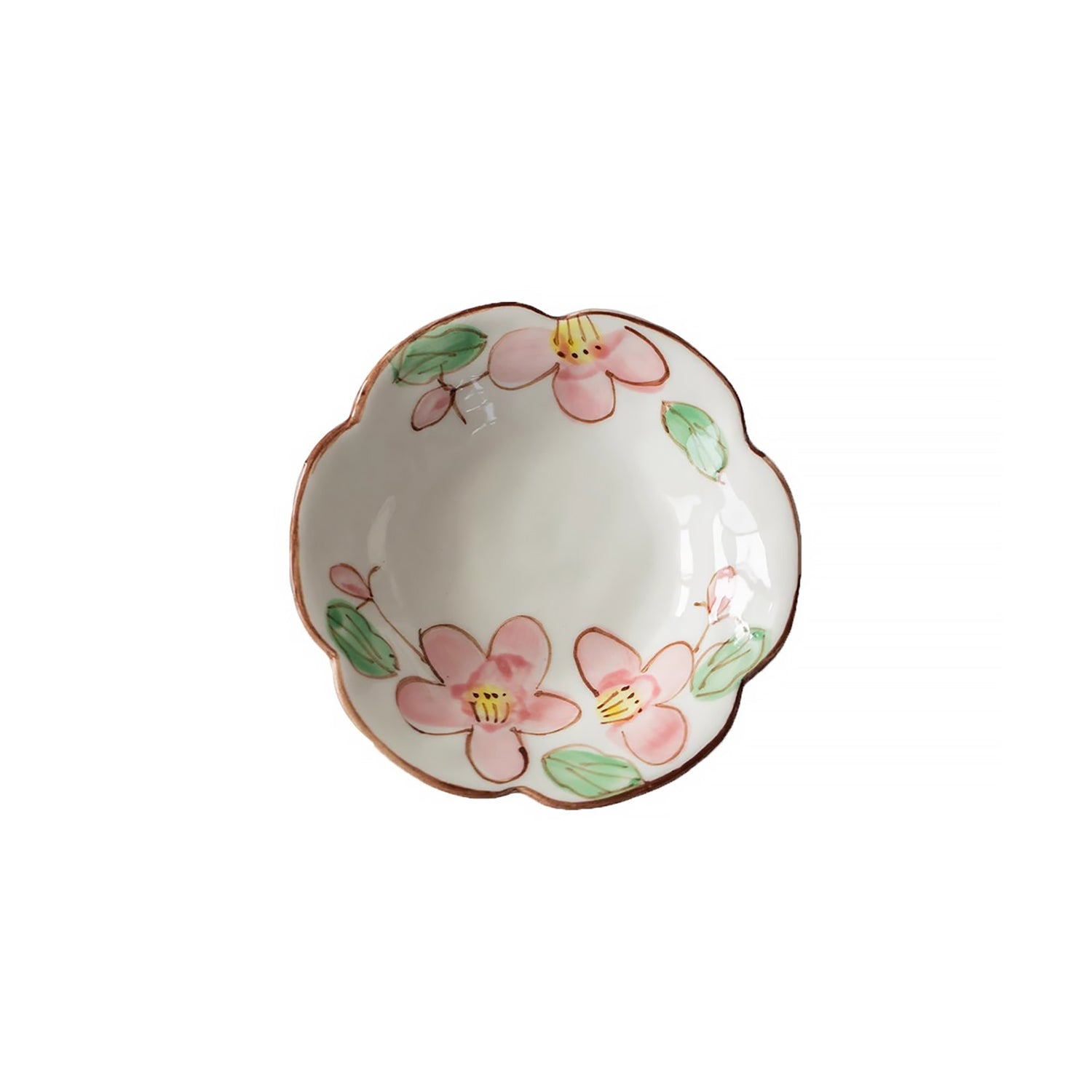Petite assiette en céramique Minoyaki en forme fleur