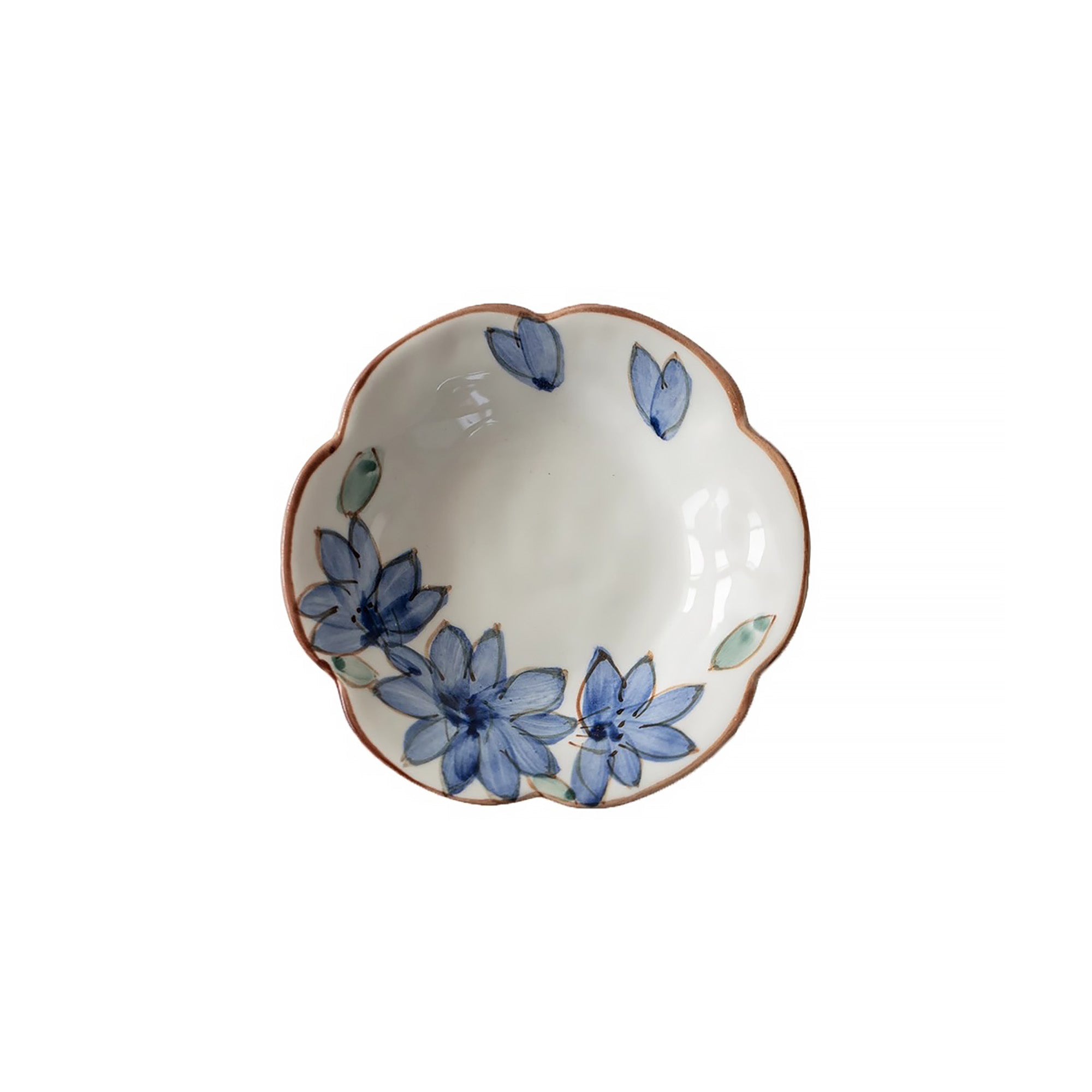 Petite assiette en céramique Minoyaki en forme fleur
