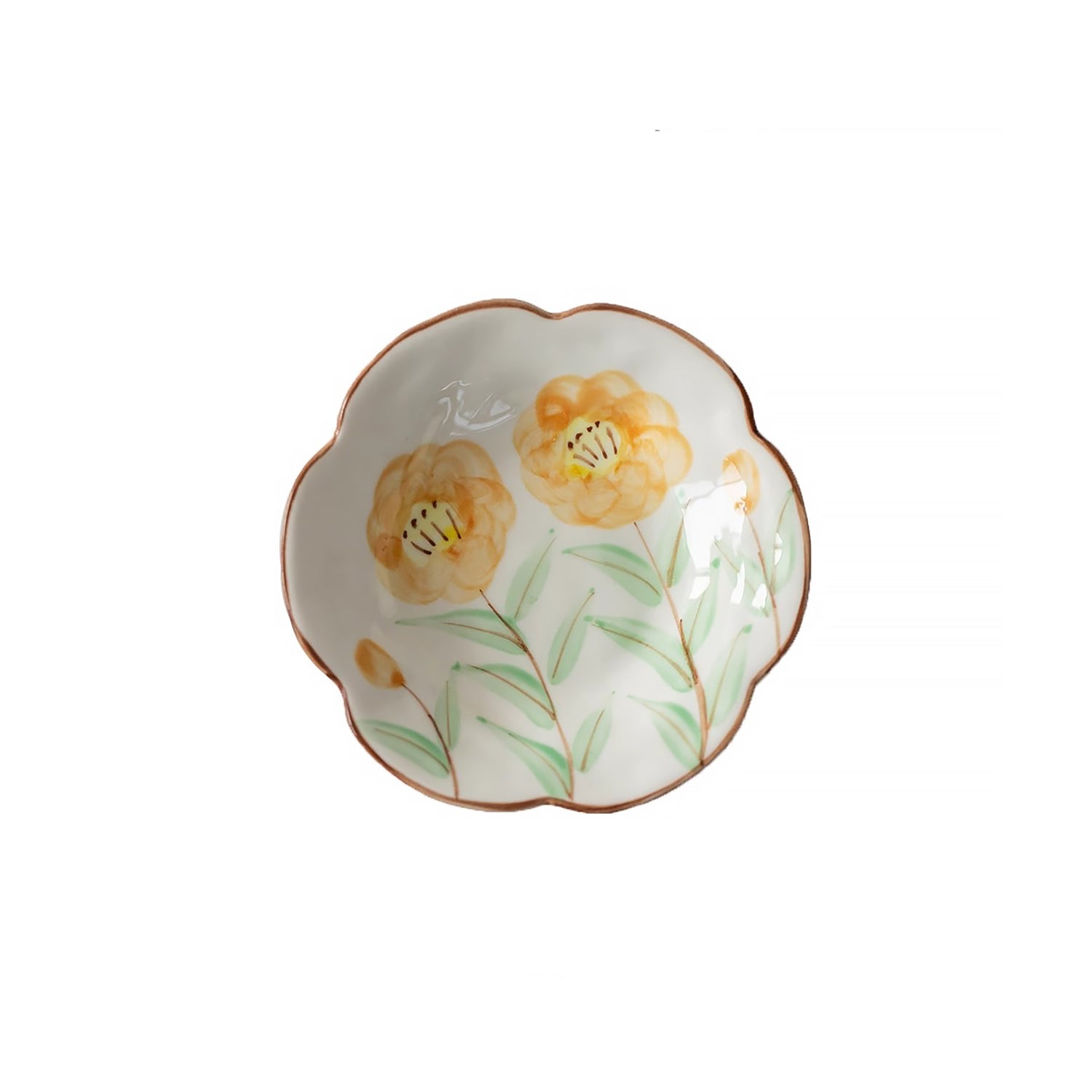 Petite assiette en céramique Minoyaki en forme fleur